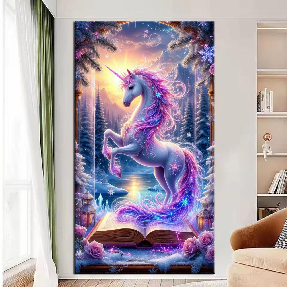 Diy Large Size Colored Fantasy Unicorn Diamond Painting Art Kits 5D Full Diamond Mosaic Embroidery Rhinestone Picture Wall Decor J3963