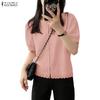Blouse d'été décontractée à col rond pour femmes et manches courtes