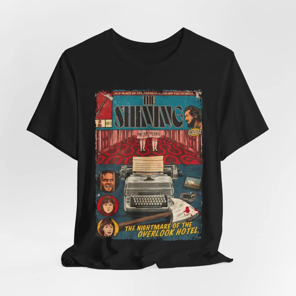 The Shining Movie T-Shirt Vintage Washed Cotton Graphic Tee Unisex Oversized Crew Neck Short Sleeve Retro Horror Streetwear Top Merch Gift