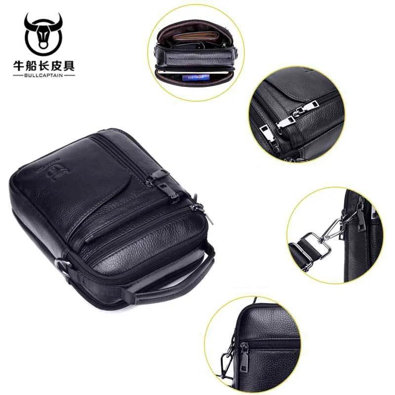 BULLCAPTAIN 2024 Brand Leather Men Bag Casual Business Leather Mens Shoulder Messenger Bag Vintage Men's Crossbody Bag male