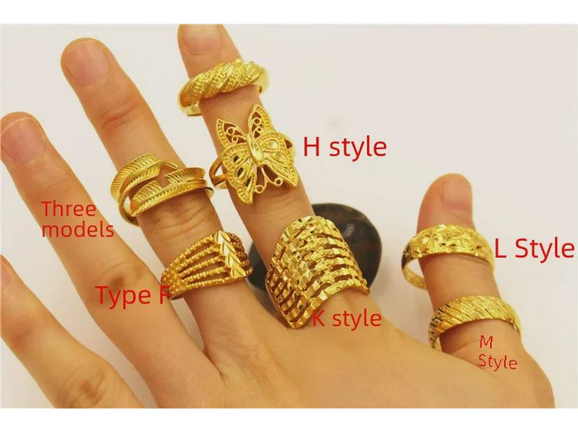 Adjustable Gold Butterfly Ring with Star and Flower Design