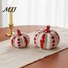 Autumn Harvest Table Centerpieces Ceramic Pumpkin Sculpture, Modern Polka Dot Figurine, Farmhouse Fall Seasonal Mantel Decor Tabletop Decoration