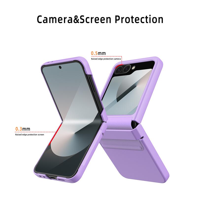 Matte Wrist Strap Hinge Full Protection Hard Case for Samsung Galaxy Z Flip 7 FE / 6 Folding Wristband Cover With Tempered Glass