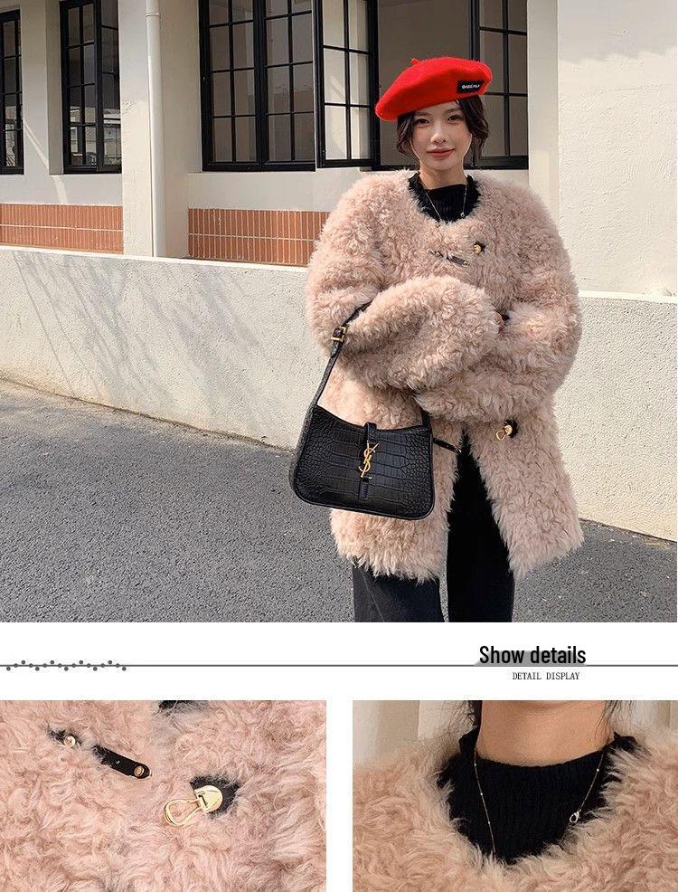 Women's Trendy Lamb Fur Coat, Winter Plus Velvet, Thick One-Piece, Plus Size Fashionable.