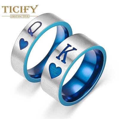 New Product Titanium Steel Couple Ring Poker K Q Valentine's Day Ring Handdress