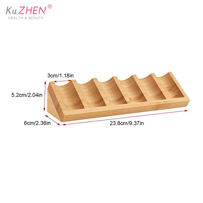 1pc Essential Oil Wooden Display 6 Slots Portable Tabletop Diffuser Stand Nail Polish Collection Perfume Holder Shelf Organizer