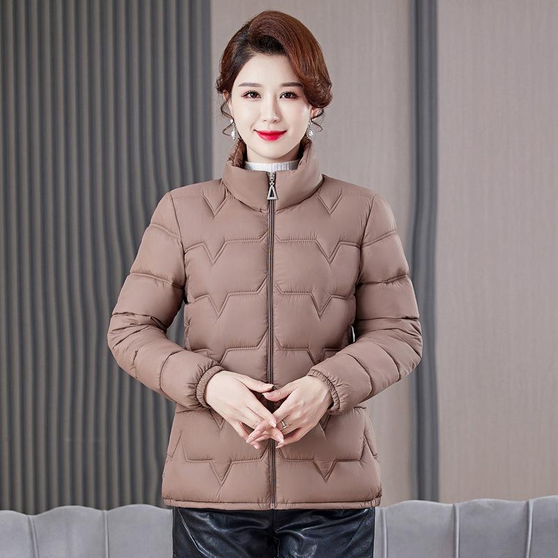 Cotton-padded Jacket Women's Short Loose-fitting Stand-up Collar Mother's Wear Western Style Small Cotton-padded Jacket Autumn Winter