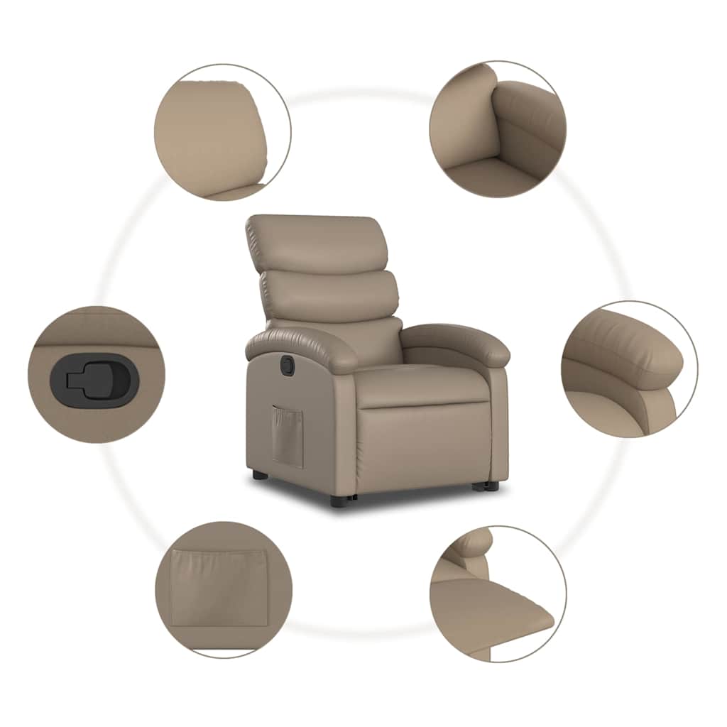 Recliner Chair with Rising Function Cappuccino Brown Faux Leather