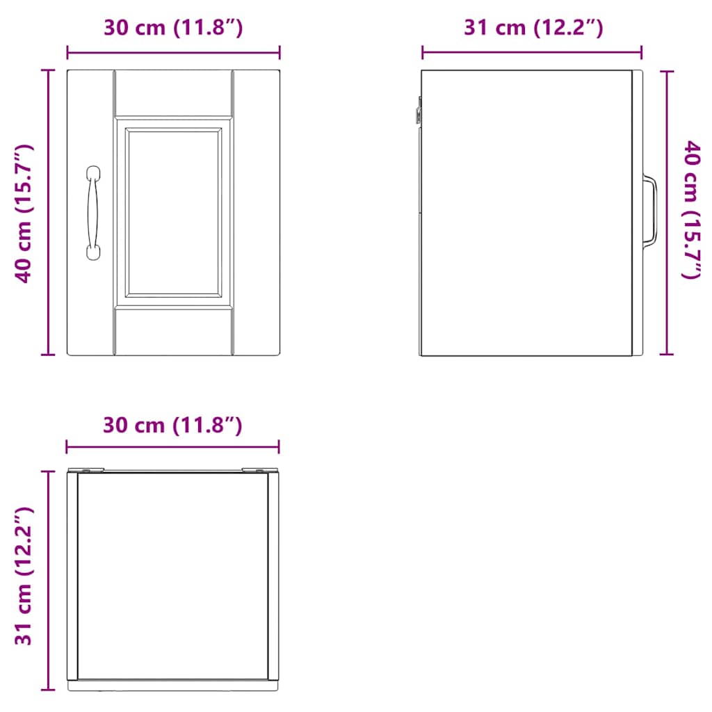 Wall Mounted Cabinet PORTO 2 Pcs Reclaimed Wood Look 30 X 31 X 40 Cm Engineered Wood