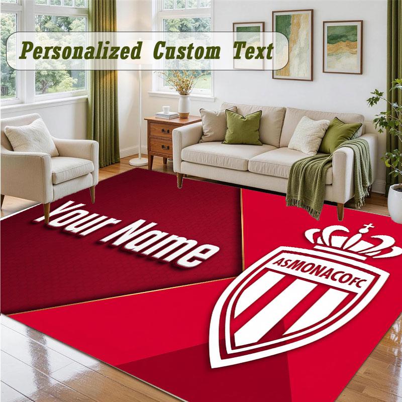 Crystal Velvet Square Rug Custom NameMonaco FC Pattern Non Slip Home Floor Decor Rug