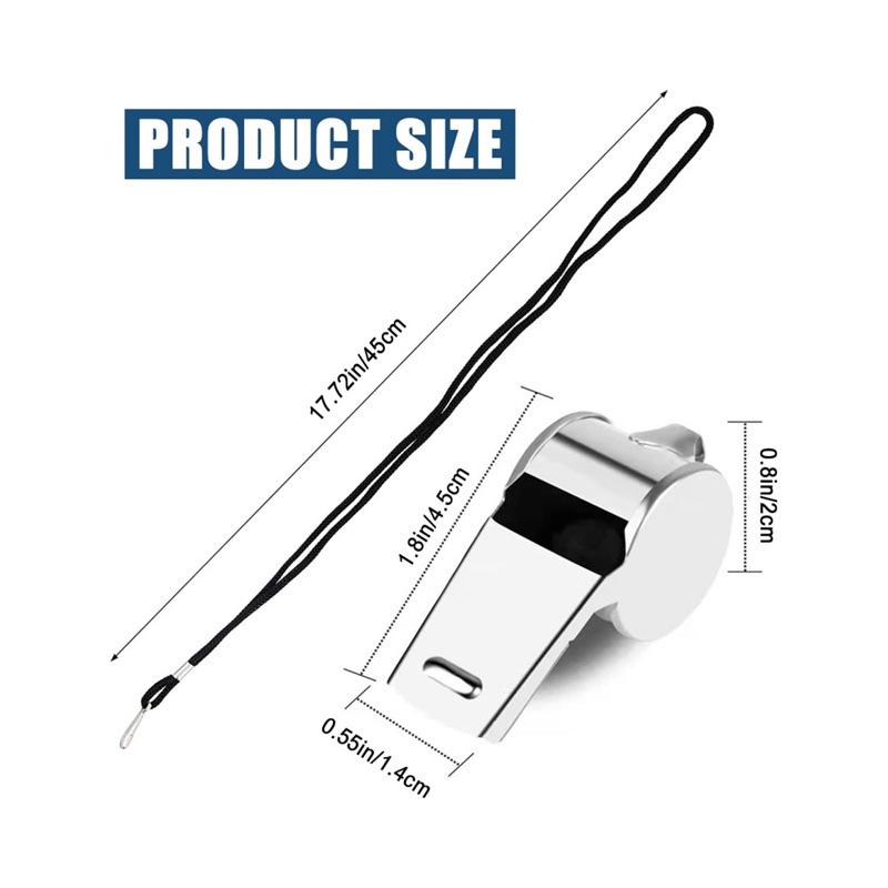 Genuine Stainless Steel High-Pitched Police Whistle with Lanyard for Outdoor Survival and Sports Refereeing