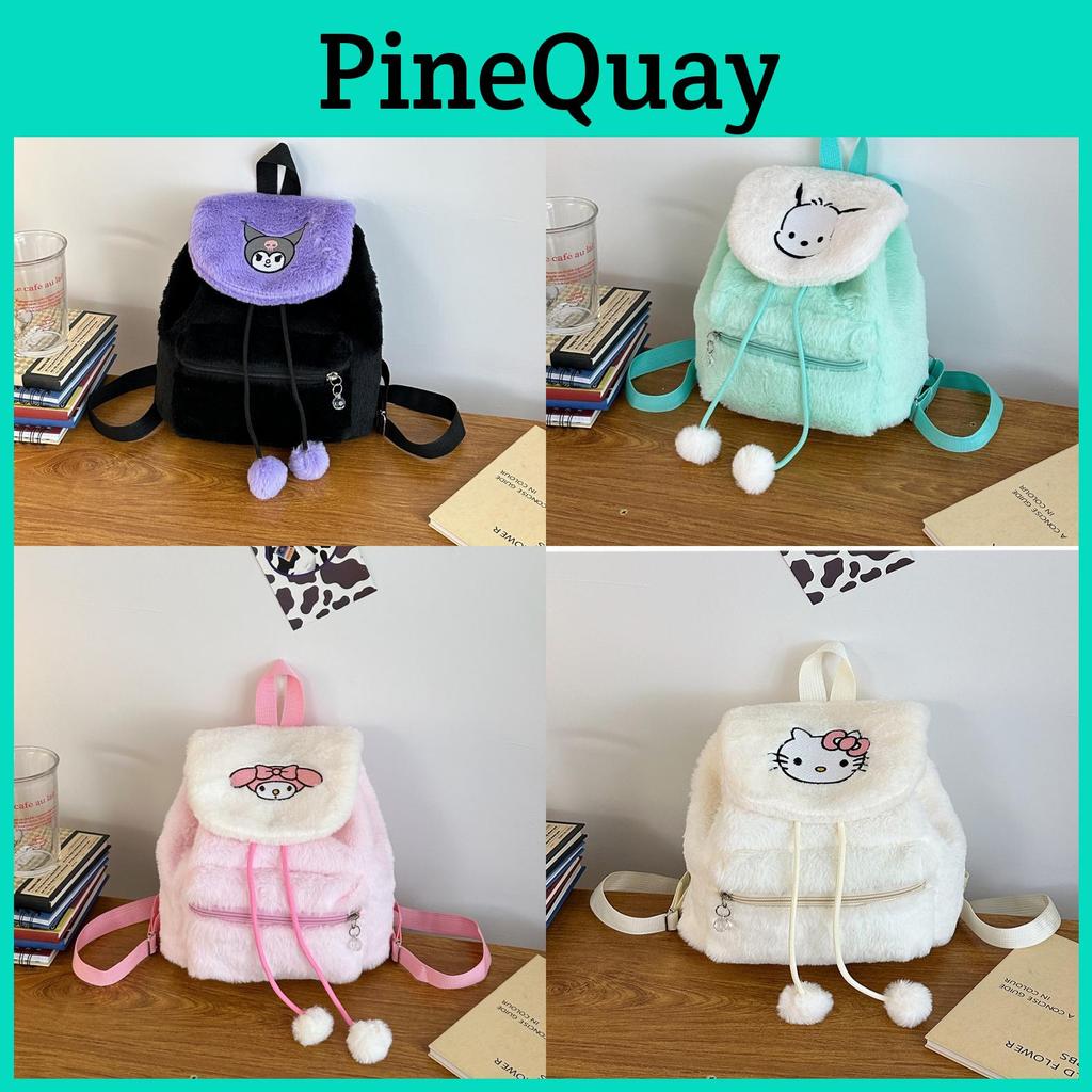 My Melody Cartoon Double Backpack With Drawstring Closure For Girls And Teens