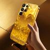 Extra-large golden heart Glass PhoneCase for Samsung Galaxy S26 S25 S24 S23 S22 FE Ultra Plus Built-in glass Gold Exquisite