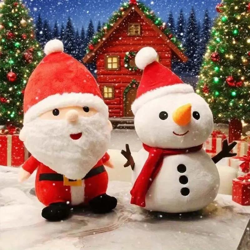23/40cm Soft Plush Christmas Toy Santa Claus Reindeer Snowman Stuffed Doll Cute Gift for Girls Holiday Party Home Decoration