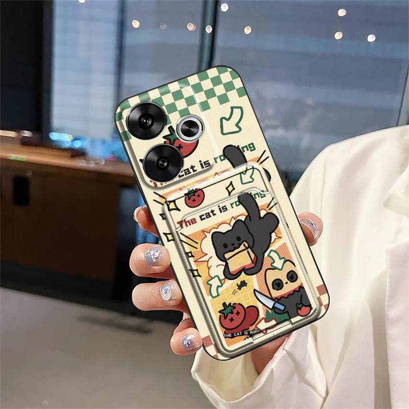 Fashion Design Cover Phone Case For Redmi Turbo3/Xiaomi Poco F6 5G Full Wrap Card Slot Cute Graffiti Protective Silicone