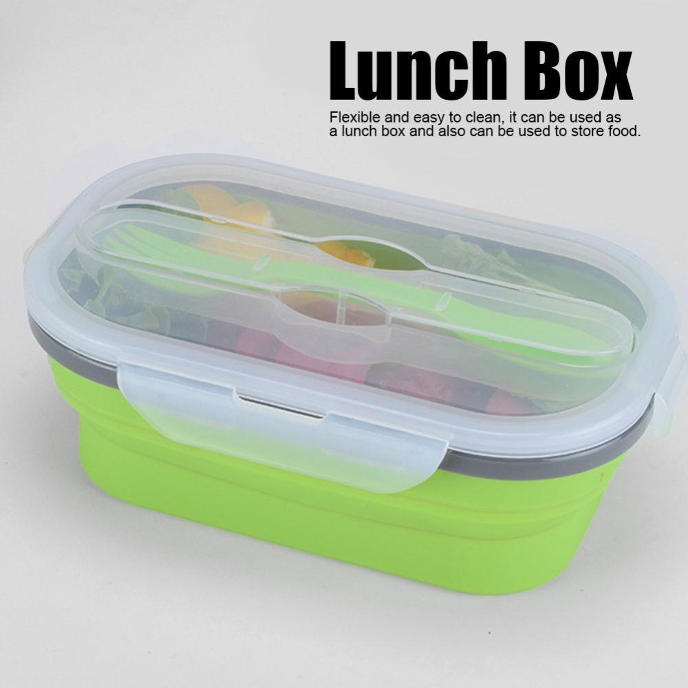 800ml Foldable Bento Box Microwave Safe Portable Food Storage Outdoor Travel