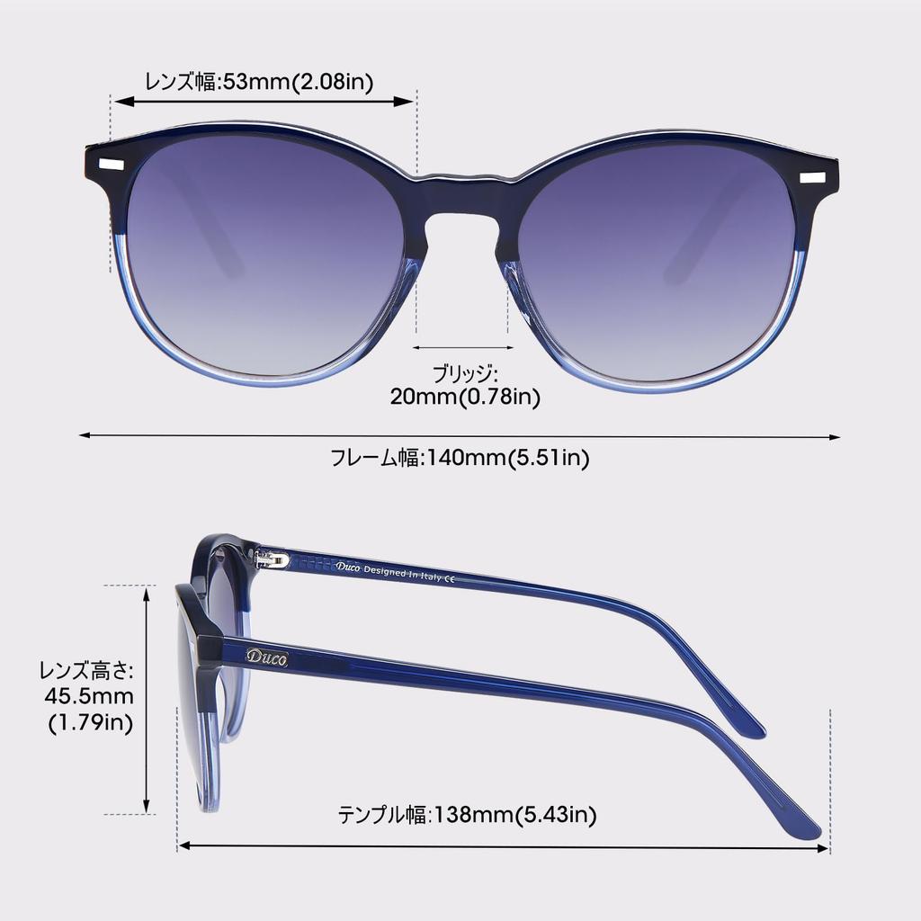 DUCO UV Protection Round UV400 Polarized Fashionable UV Size 1230 Women's Sunglasses, Blue, Protection, Lenses, Design, Protection,