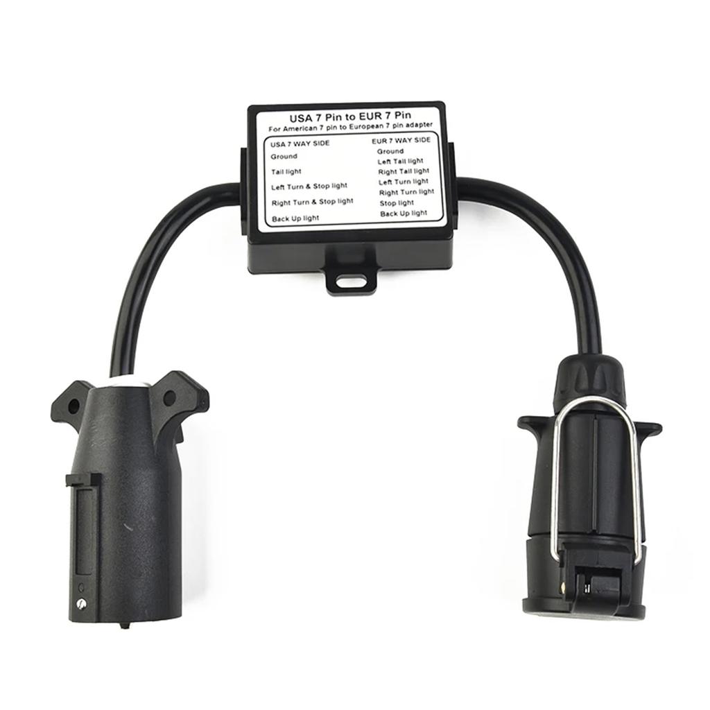 US Vehicle 7Pin Blade Socket to EU 7Pin Converter Trailer Light to EU Trailer Light Converter Easy Installation