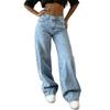 2026 High Waist Wide Leg Straight Cut Denim Jeans Women Loose Fit Street Style