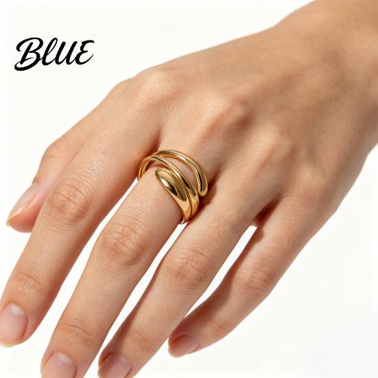 Wide Band Ring Women Finger Minimalist V-Shaped Geometric Shape Adjustable
