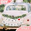 Elek Tonny Just Married Car Decorations Kit - Just Married Banner And Sign With Wedding Flower Vine- Wedding Car Decorations,Automotive Decals