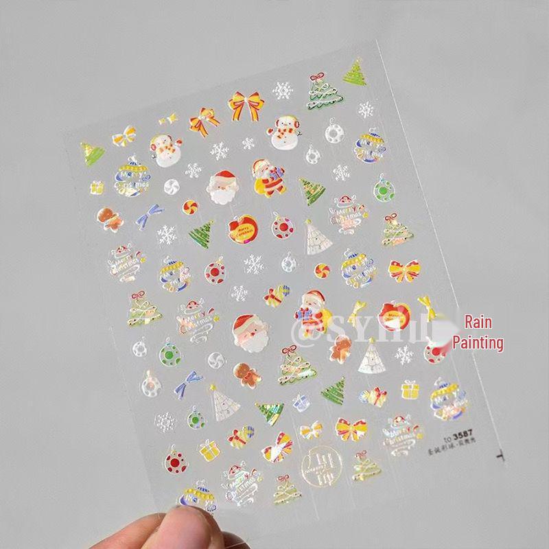 INS-Style 3D Christmas Tree & Snowman Nail Art Stickers Standard Model