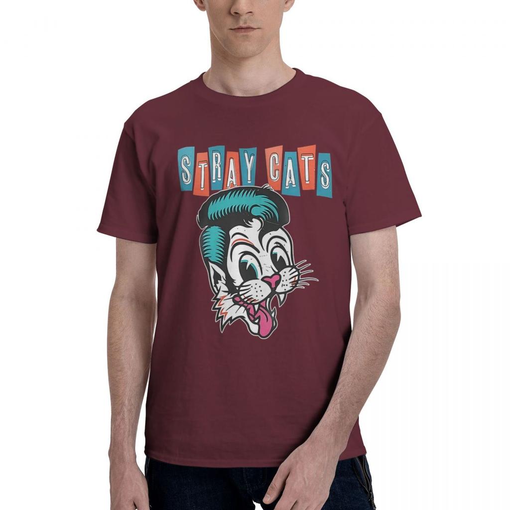 80s Music Band Stray Cats 100 Cotton Casual Breathable Confortable Vintage Mens Clothing Brands Funny Shirt