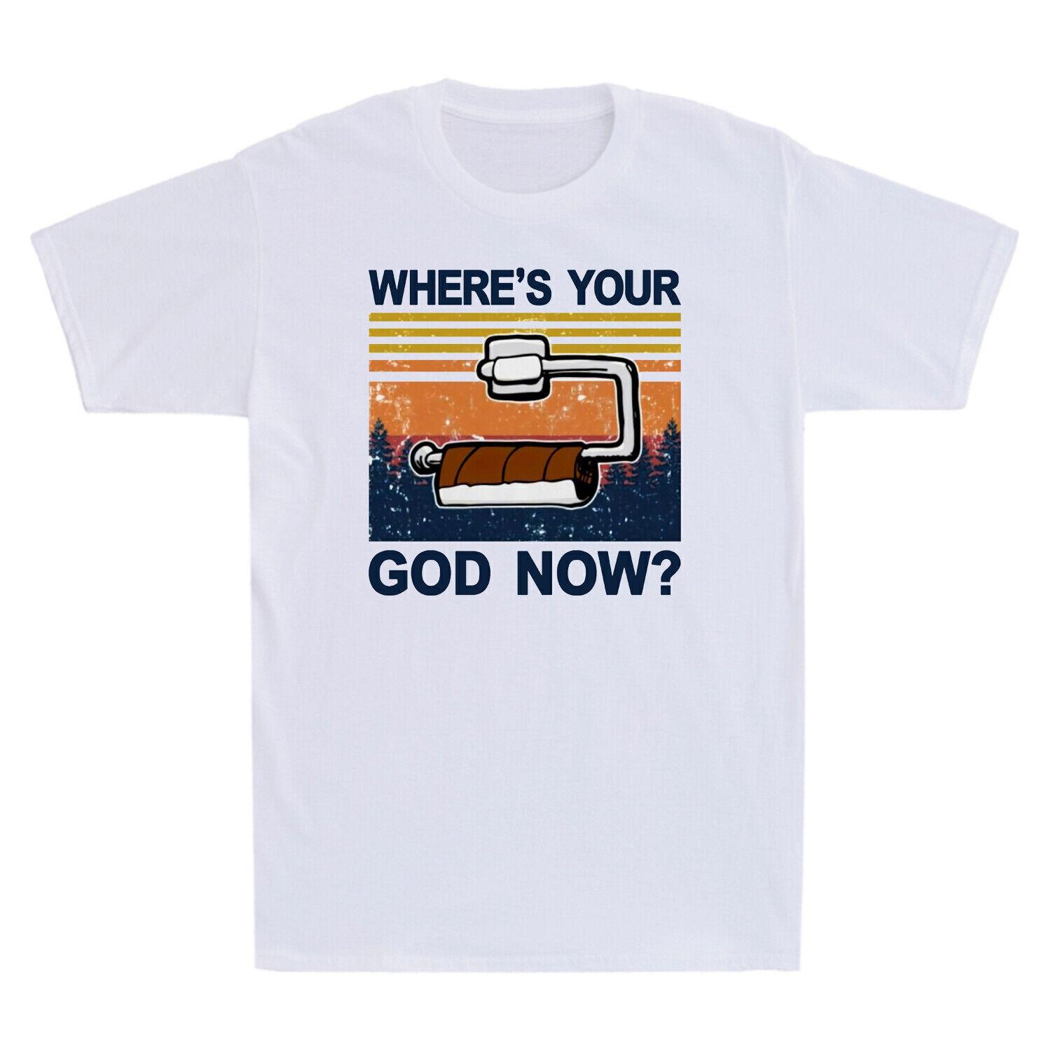 Toilet Paper Where s Your God Now Vintage Retro Men s T-Shirt Top Black Tee S