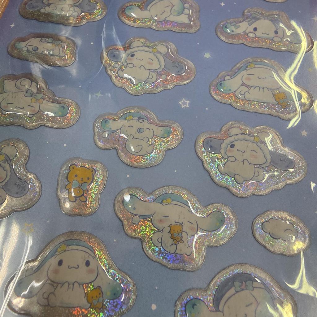Sanrio Japan Exclusive 3D Puffy Glitter Sticker Sheet – Hello Kitty / My Melody / Cinnamoroll / Kuromi / Sanrio Characters (5 Options)