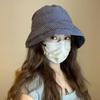 New Summer Women'S Plaid Rolled Brim Bucket Hat Wide-Brimmed Quick-Drying Sun-Protective Hat