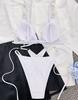 Women's Swimsuit Solid Color Triangle Bag Tied with Split Swimsuit Bikini Beachwear Bathing Suits