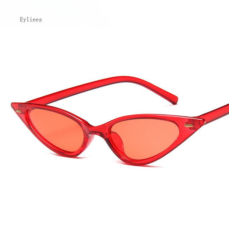 Small Cat Eye Sunglasses Women Brand Designer Vintage Rivet Narrow Triangle Sun Glasses Female Black Shades Streetwear Eyewear