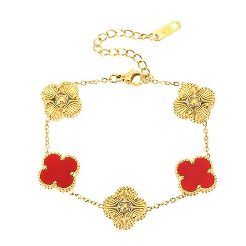 15mm Titanium Steel Four-Leaf Clover Five-Flower Bracelet Stylish and High-End Women's Bangle