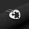 Heart Puzzle Pieces Couple Necklaces Sturdy Steel Heart Puzzle Pendant Necklaces Accessory for Couples Romance Gift