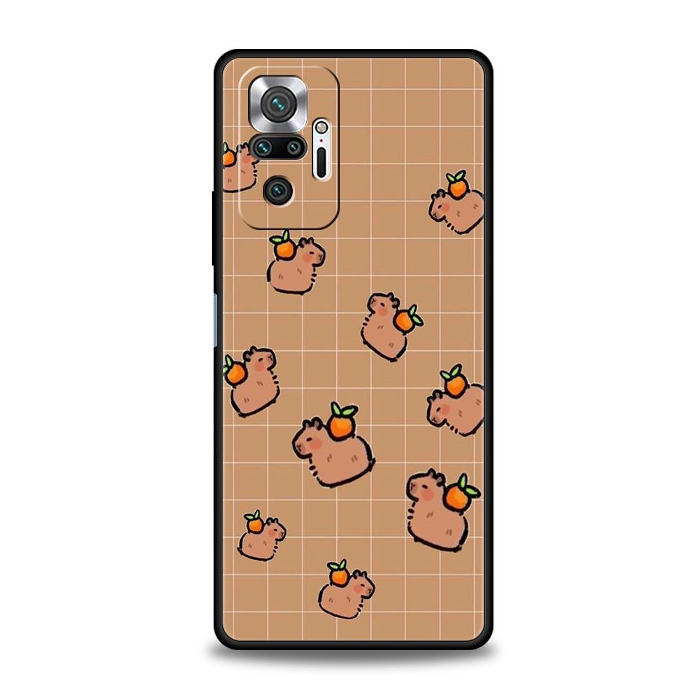 Phone Case For Xiaomi Redmi Note 13 12 5G 9S 9 8 10 11 Pro 9T 13C 12C 10C 9C 9A 7 Pro Soft Silicone Cover Cartoon Capybara