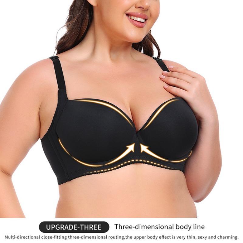 European and American Large Size Bra Smooth Seamless Push-up Bra with Underwire Adjustment
