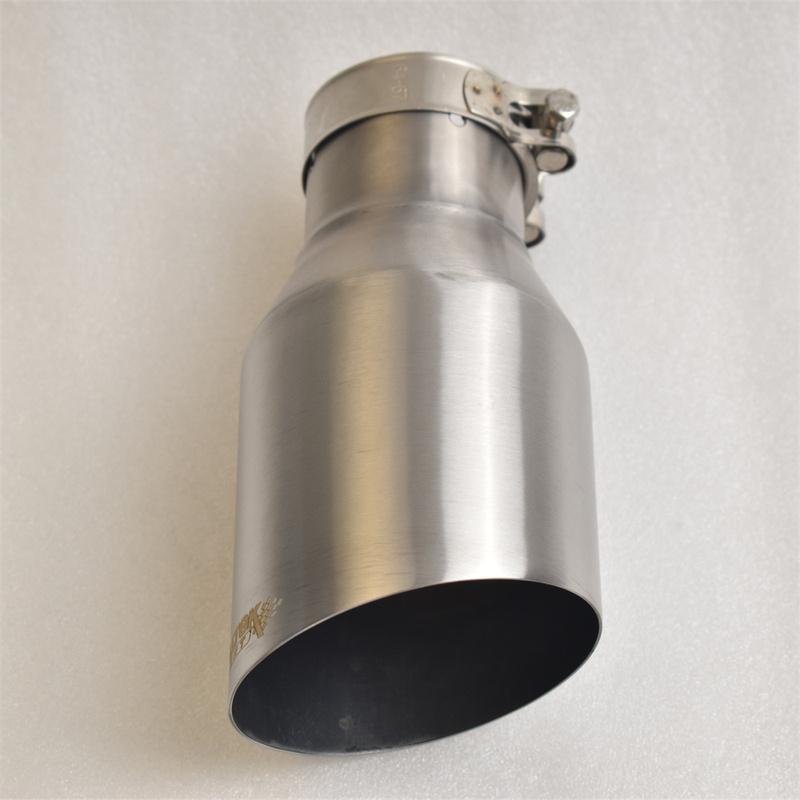MILLTEK SPORT Universal Car Muffler 304 Stainless Steel Matte Brushed Finish with Pointed Exhaust Tip And Slanted Pipe