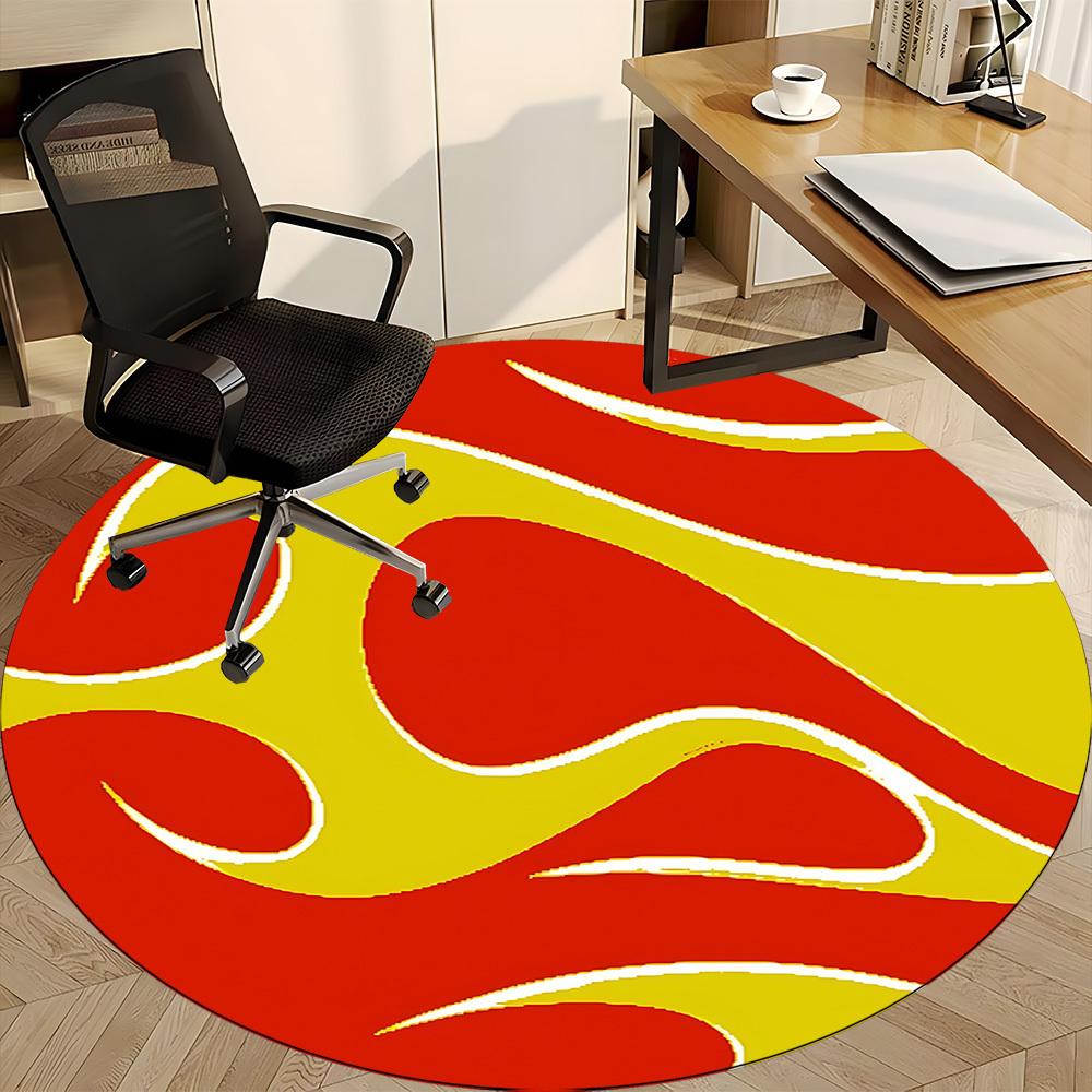 1pc Flame Wave Office Round Area Rug,  Mat Suitable For Office, Under Office Chairs Bedroom Living Room Home Decor, Room Deco