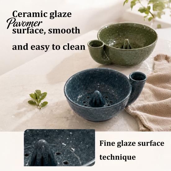 Creative Kitchen Gift Self-Spinning Berry Colander Bowl with Holes, Ceramic Vortex Rinsing Home Decor Tabletop Strainer Spout Strainer, Washing