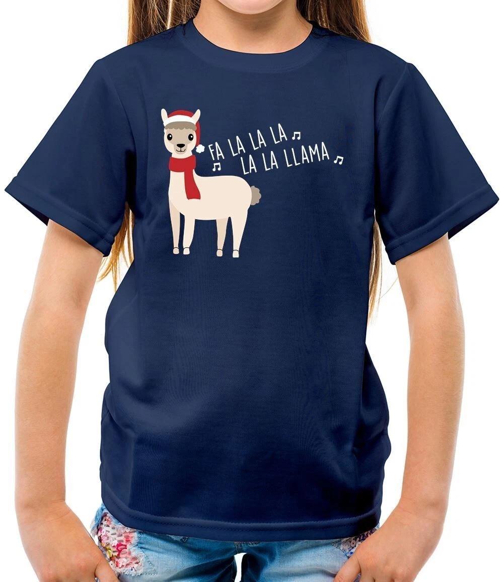 Fa La LA Llama - Kids T-Shirt - Christmas Xmas Festive Llamas Santa Zoo 130