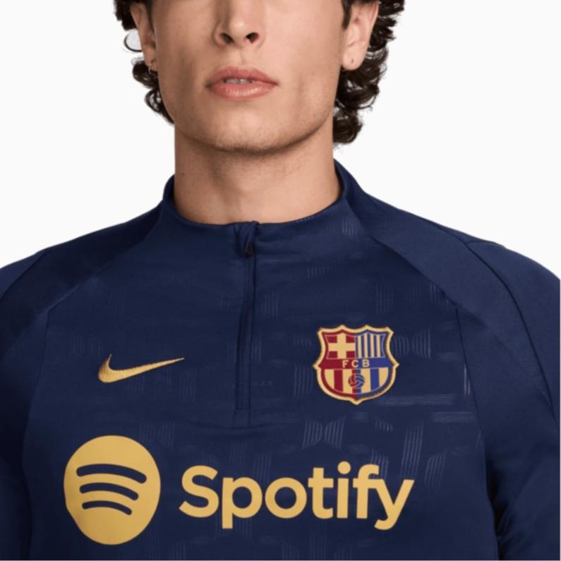 Nike Fc Dri-Fit Barcelona Strike Fashion Comfortable Versatile Pullover Football Shirt Men Tops Navy-Blue FZ0569-411
