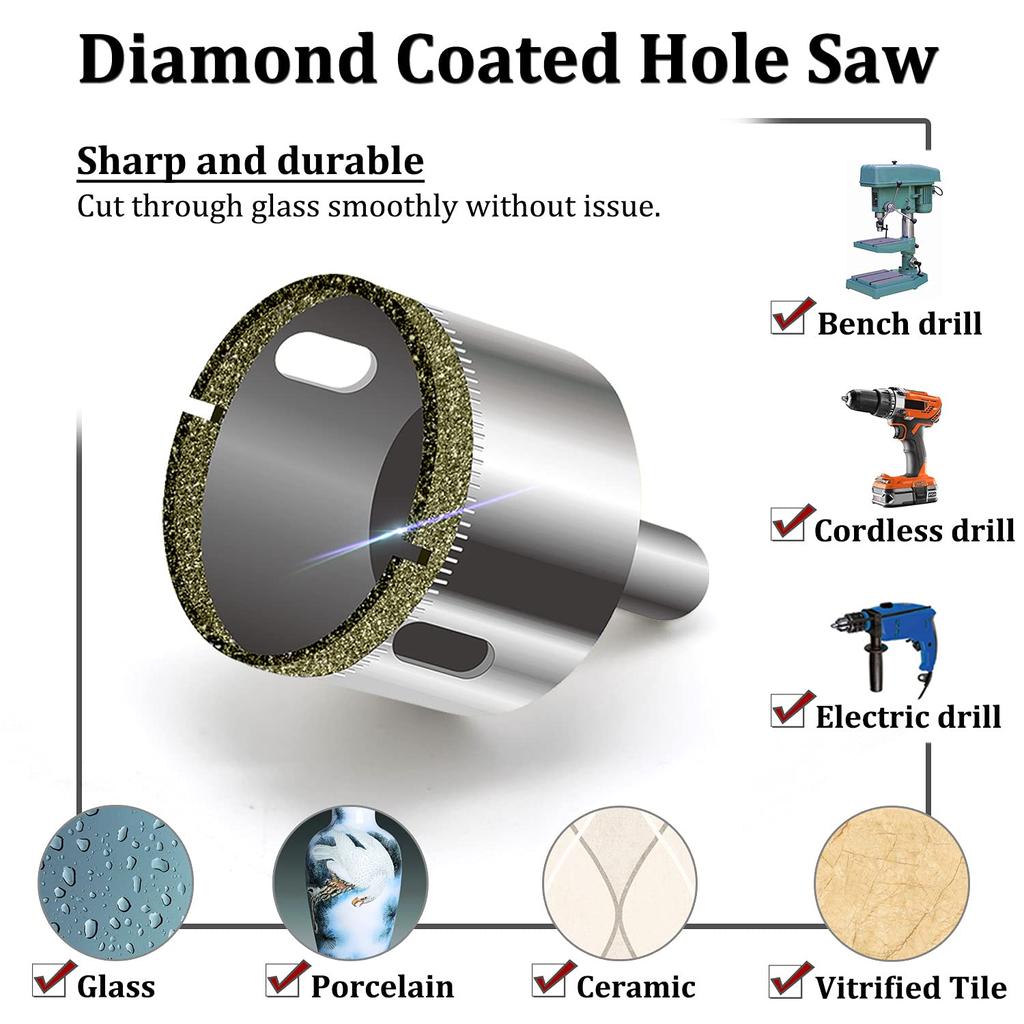 10pcs Diamond Coated Hss Drill Bit Set Tile Marble Glass Ceramic Hole Saw Drilling Bits for Power Tools 6mm-32mm(0.23-1.26in)