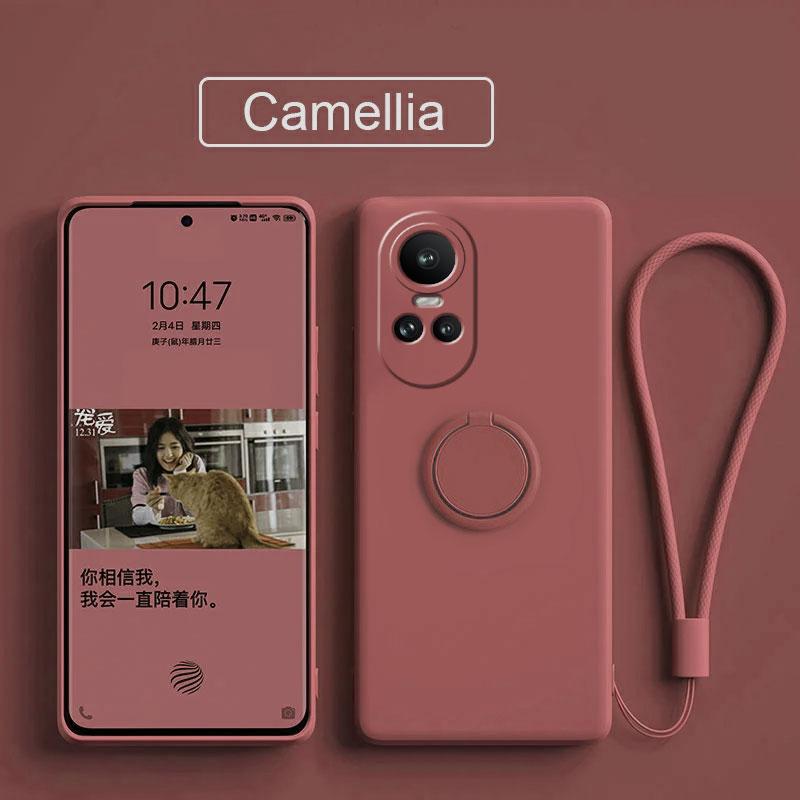 Case For Funda Oppo Reno 10 5g Liquid Silicone Ring Holder Soft Phone Skin Cover for Oppo Reno 10 Pro Upgrade Shockproof Back Fundas