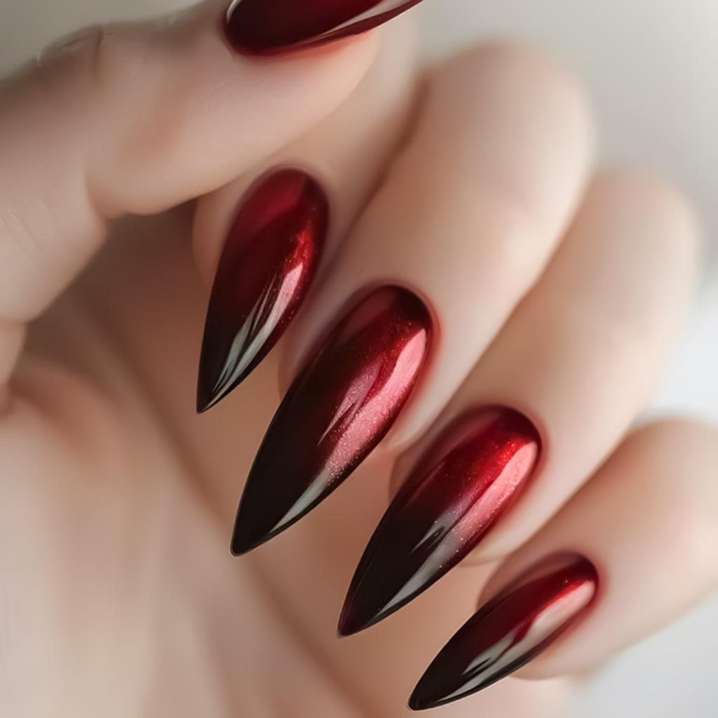 Black Red Gradients Resin Nail Extension Long Lasting Safe Material Waterproof False Nails for Women Nail Art Decoration