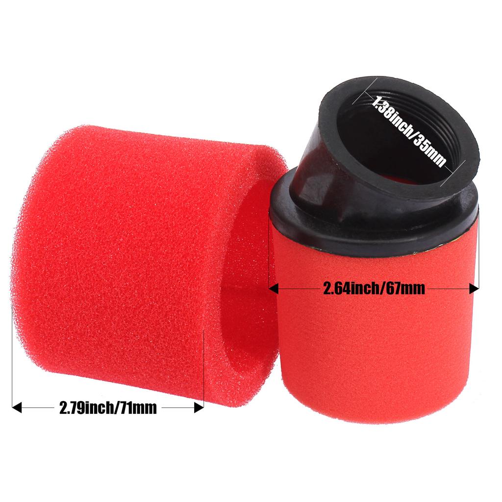 2Pcs 35mm Air Filter 50cc 70cc 90cc 110cc 125cc Motorcycle ATV Quad Scooter Go Kart Moped Pit Dirt Racing Super Pocket Mini Bike