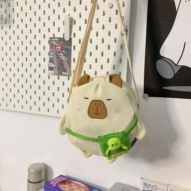 Capybara Small Shoulder Bag With Nylon Material And Zipper Closure For Casual Travel