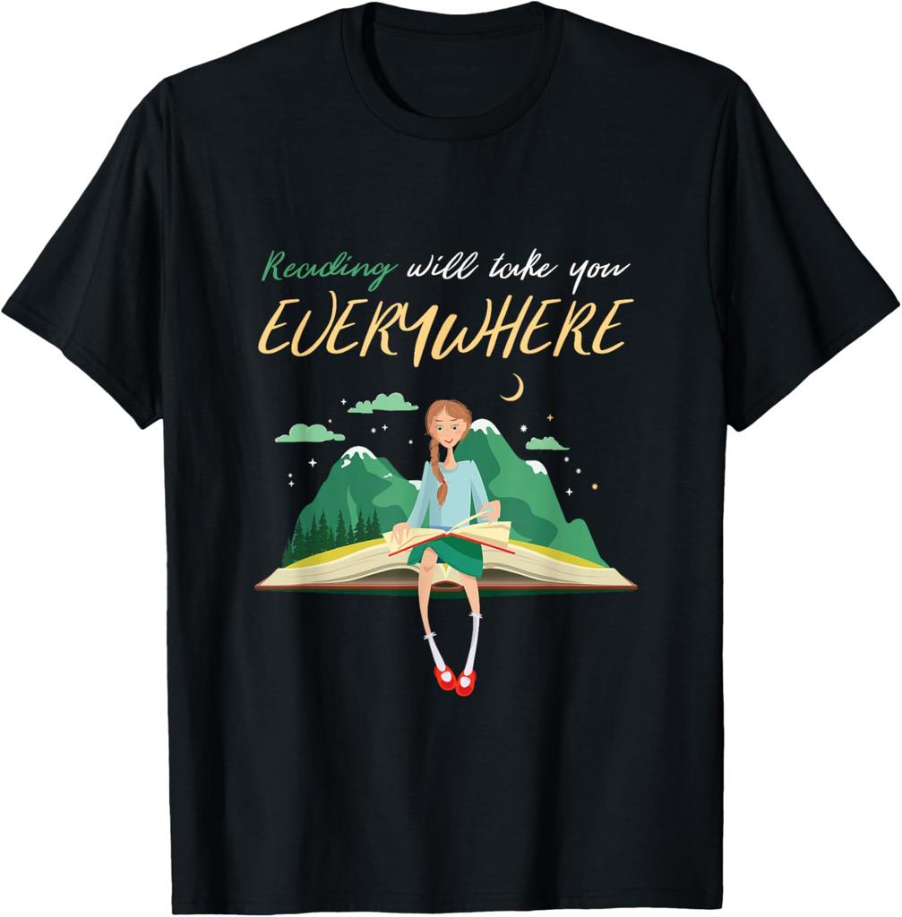 Reading Will Take You Everywhere Girl Graphic Tee Casual Cotton Short Sleeve TShirt