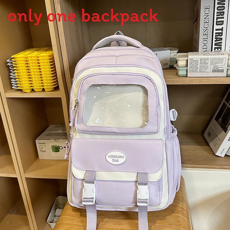 Simple Big Capacity Backpack With Transparent Compartments And Letter Decor