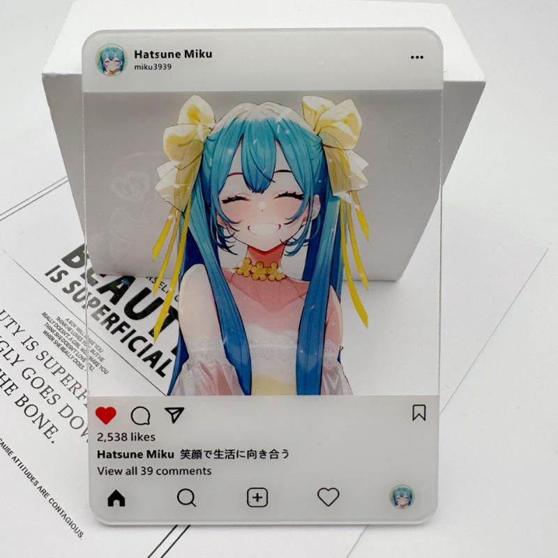 Anime Hatsune Miku Tre Pollici Po Props Fai da Te Cartone Animato Nuovo Acrilico Trasparente Card Kawaii Miku Carta da Collezione Giocattolo Regalo di Compleanno
