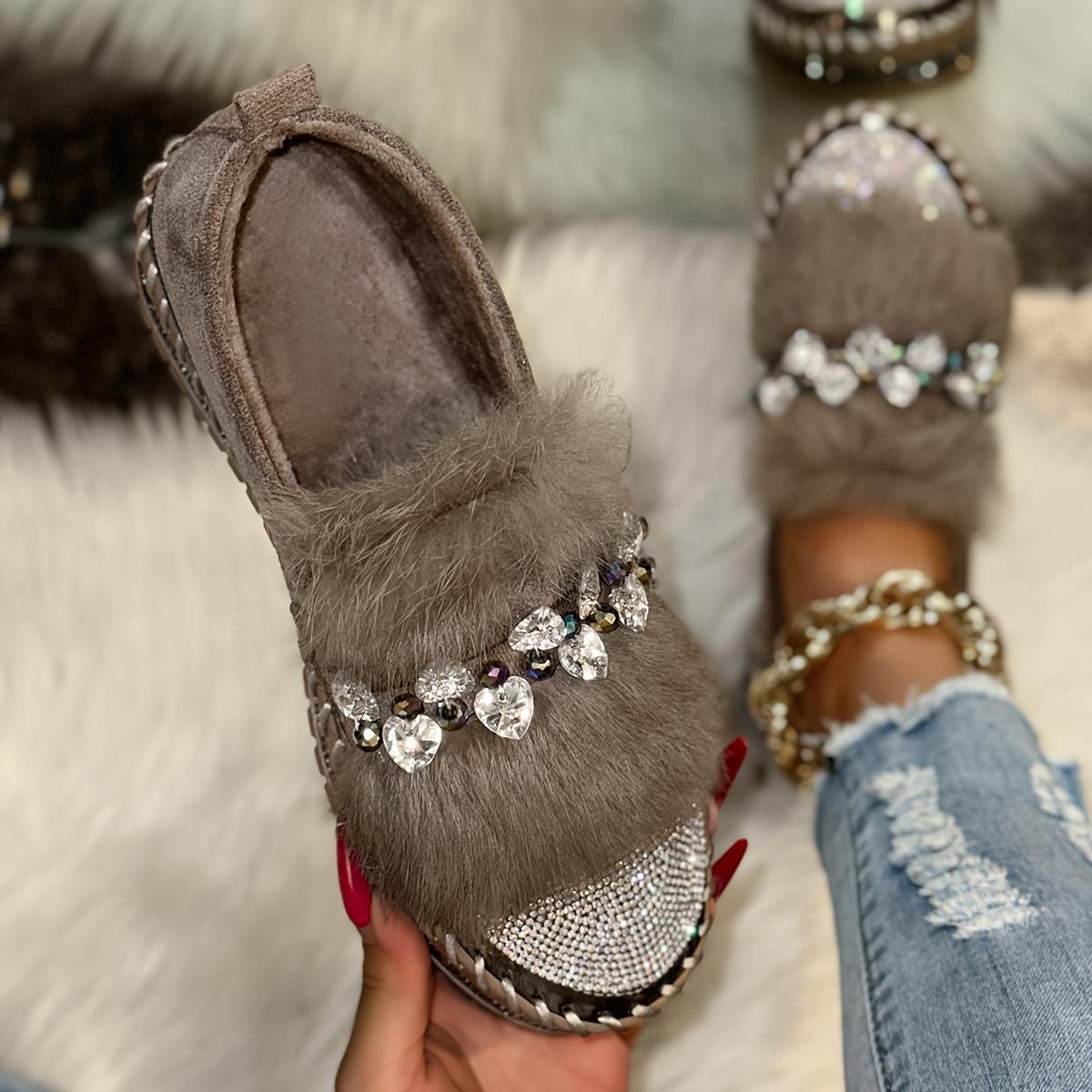 

Новые лоферы больших размеров, женская повседневная обувь, осень и зима, новые яркие банты с бриллиантами и удобные слипоны 43 темно-коричневого